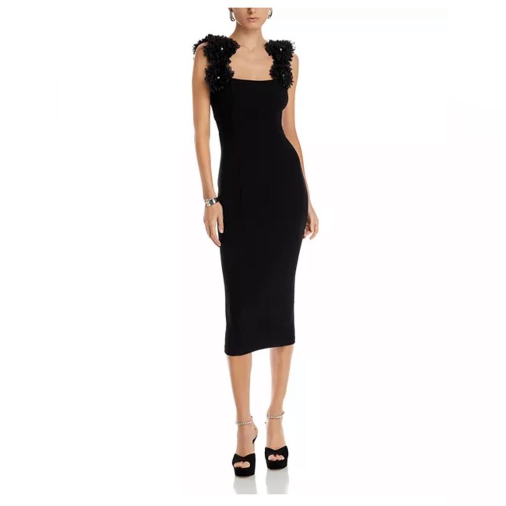 ELLIATT GABBY CHRYSANTHEMUM midi dress - black size medium